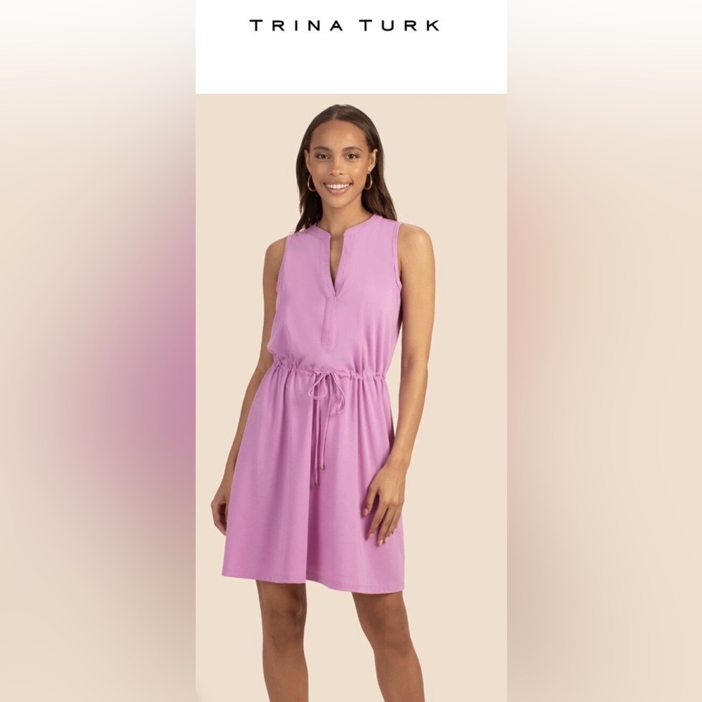 Trina Turk Purple Sheath Midi Dress V-Neck Sleeveless